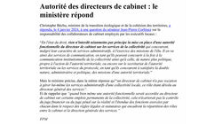 Autorité des directeurs de cabinet : le ministère répond